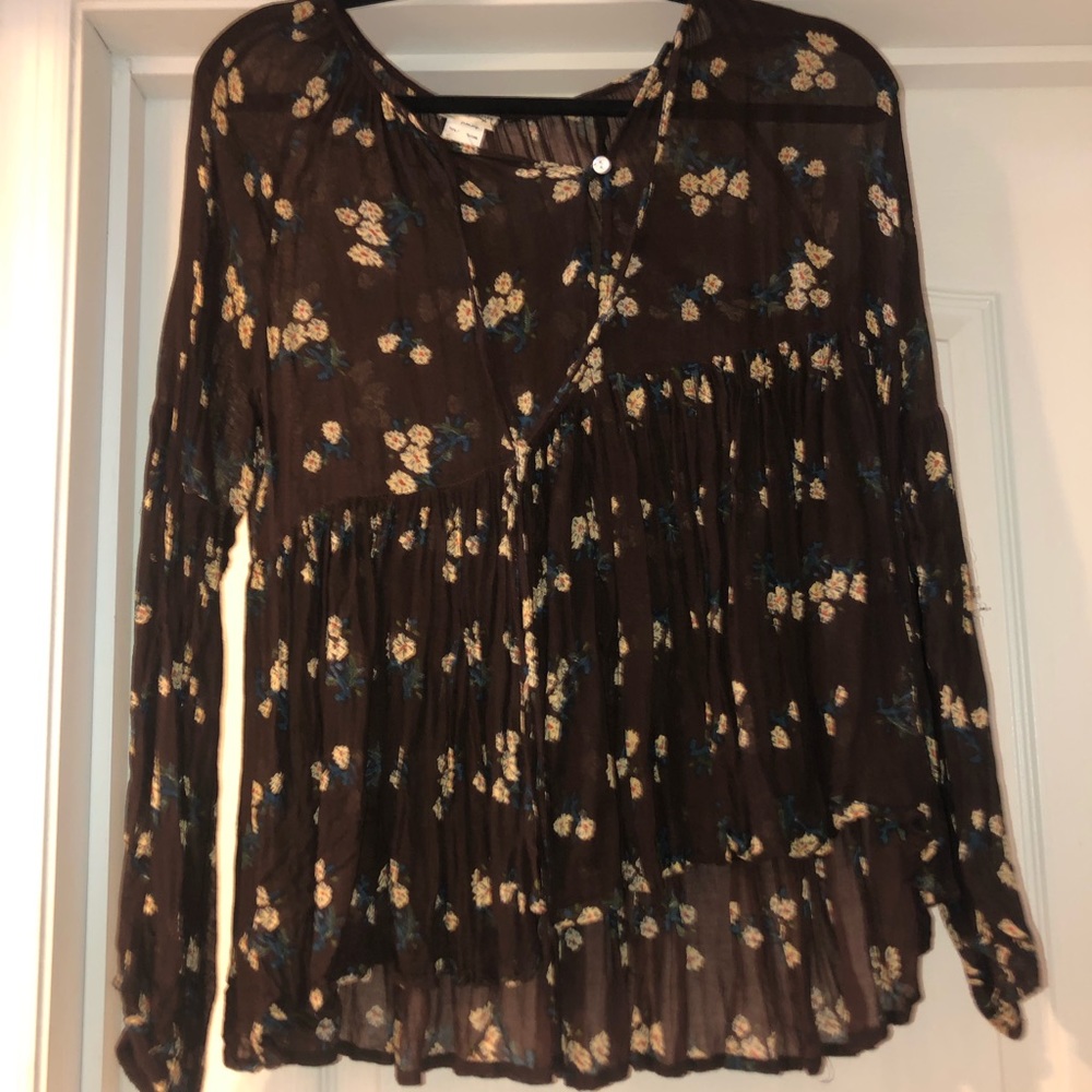 Hippie styled long sleeve mesh shirt